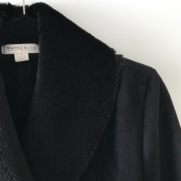 WHBM Black Faux Shearling Wrap Jacket - Picture 5 of 16
